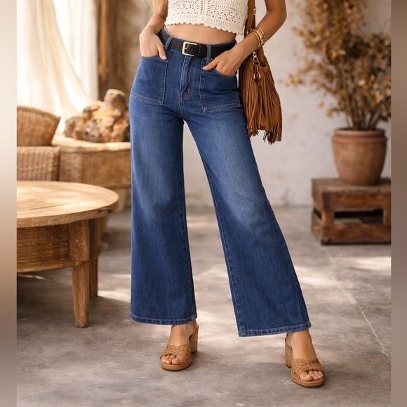 boutique Denim - NWT High-Rise Wide Leg Blue Jeans for Women